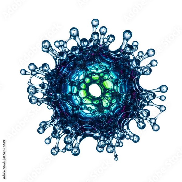 Obraz Abstract 3 d render of a molecular structure with reflective surfaces