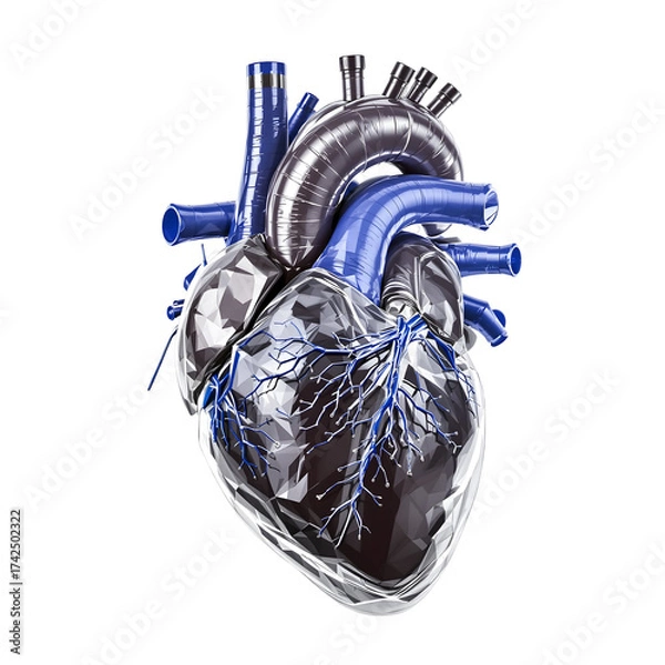 Obraz Stylized anatomical heart illustration with transparent and metallic elements
