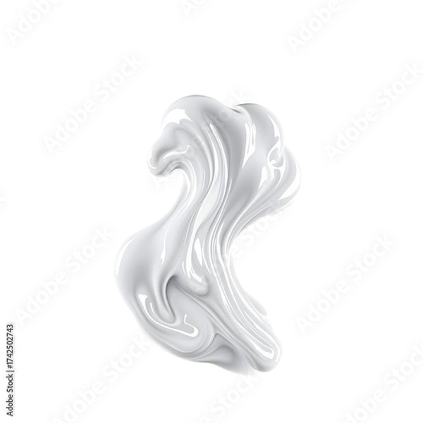 Obraz Abstract white liquid swirl with glossy texture modern design element on transparent background