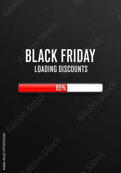 Fototapeta Black Friday Loading Discounts Progress Bar Indicating 65 Percent Completion Conceptual Theme Retail Sale Event
