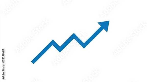 Fototapeta Blue upward arrow illustrating growth and progress on a white background