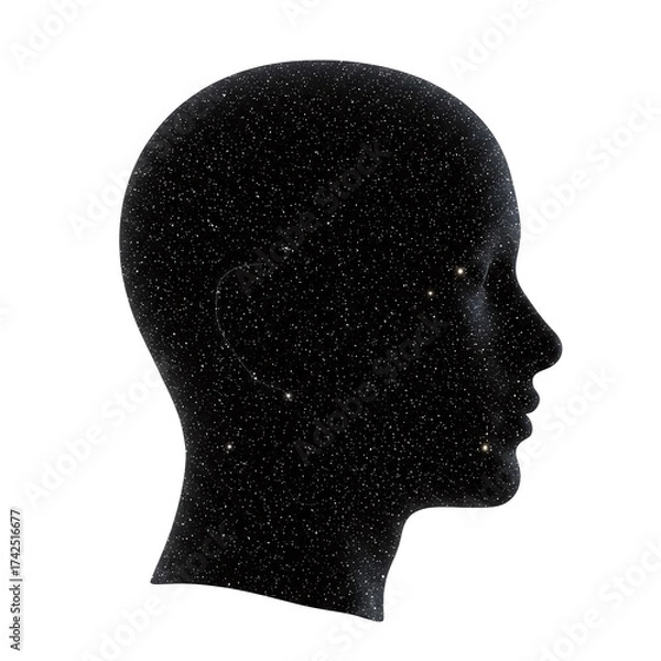 Fototapeta Human head silhouette filled with a shimmering universe of stars
