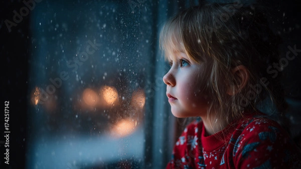 Obraz サンタクロースを待っている子供