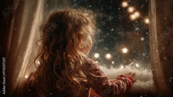 Obraz サンタクロースを待っている子供