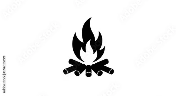 Fototapeta Minimalist vector illustration featuring a stylized campfire with logs and flames