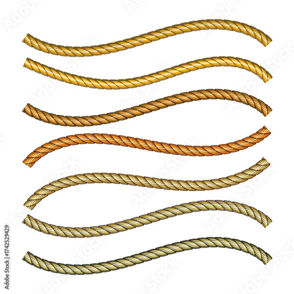 Obraz Set of golden Rope patterns for Illustrator pattern brushes
