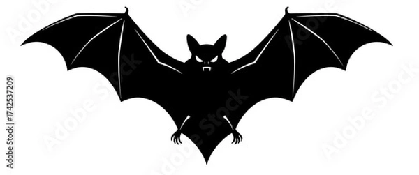 Fototapeta vector illustration of cartoon bat on a white