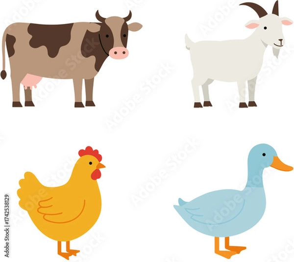 Fototapeta set of farm animals vector