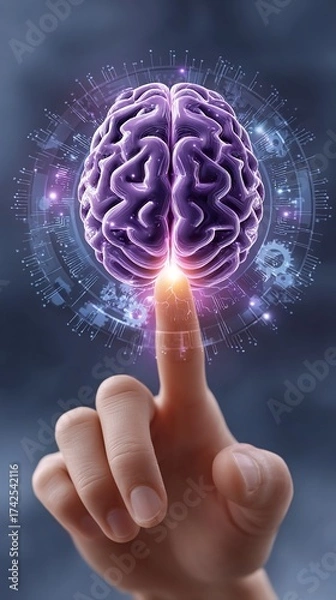 Fototapeta Digital brain activation with fingertip touch