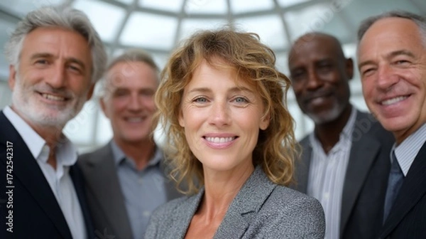 Fototapeta Diverse business team smiling confidently together