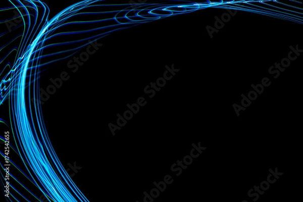 Fototapeta Abstract blue curved lines background. Blue curves.