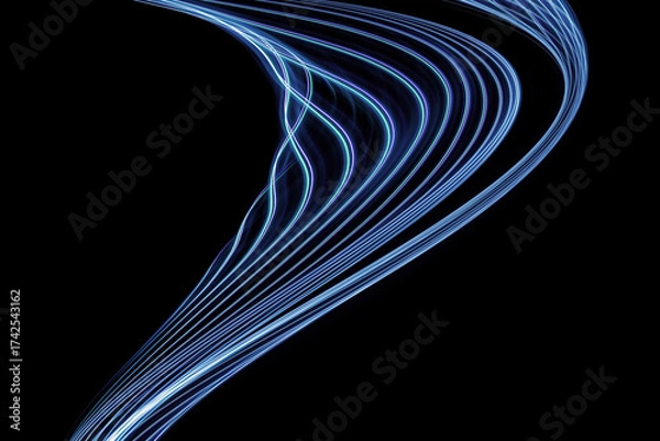 Fototapeta Curved light blue and dark blue abstract lines. Abstract lines.
