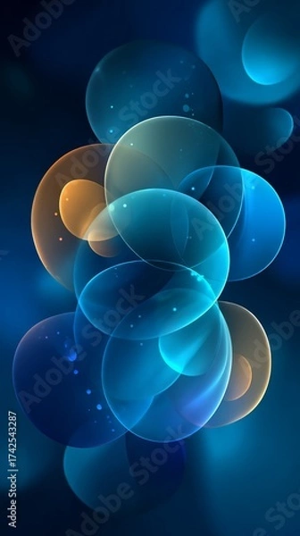 Fototapeta Ethereal glowing spheres in deep space