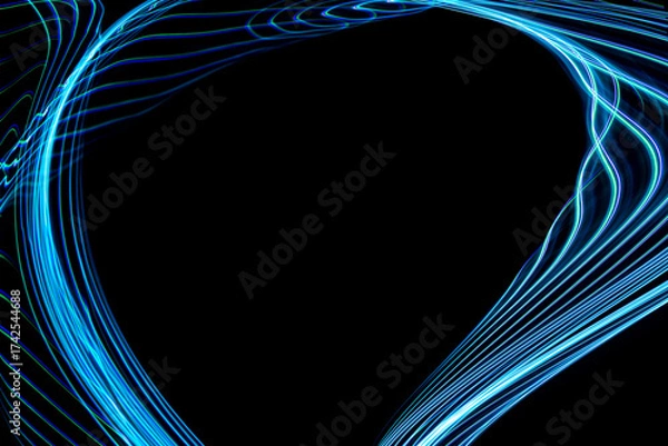 Fototapeta Abstract blue curved lines background. Blue curves.