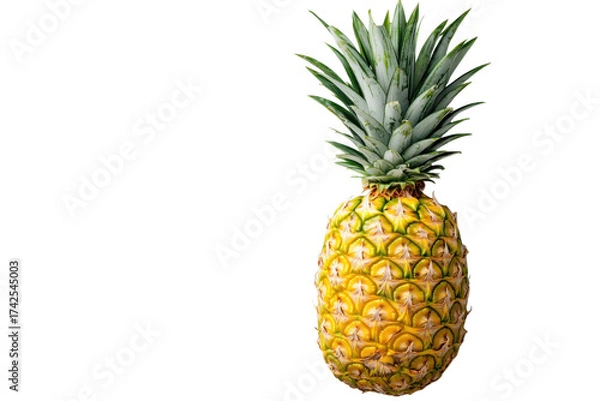 Obraz Fresh pineapple with green leaves showcasing tropical fruit goodness on transparent background