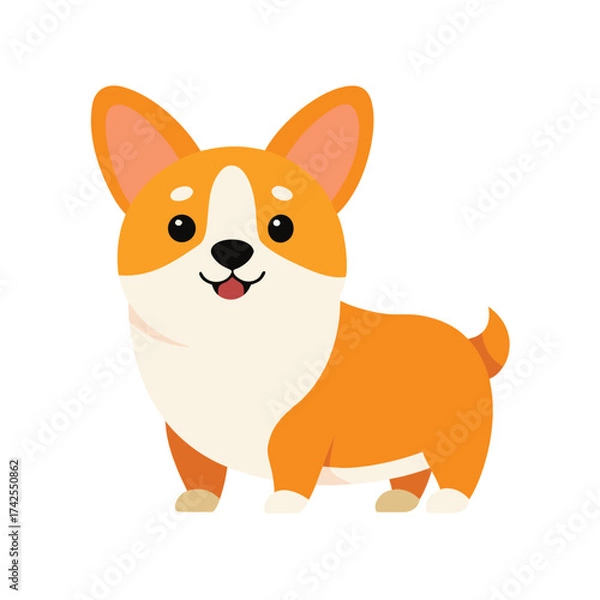 Fototapeta Adorable Cartoon Corgi Puppy on White Background illustration