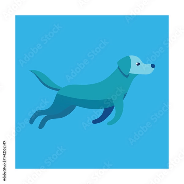 Fototapeta Blue Dog Running in a Square Frame labrador clean