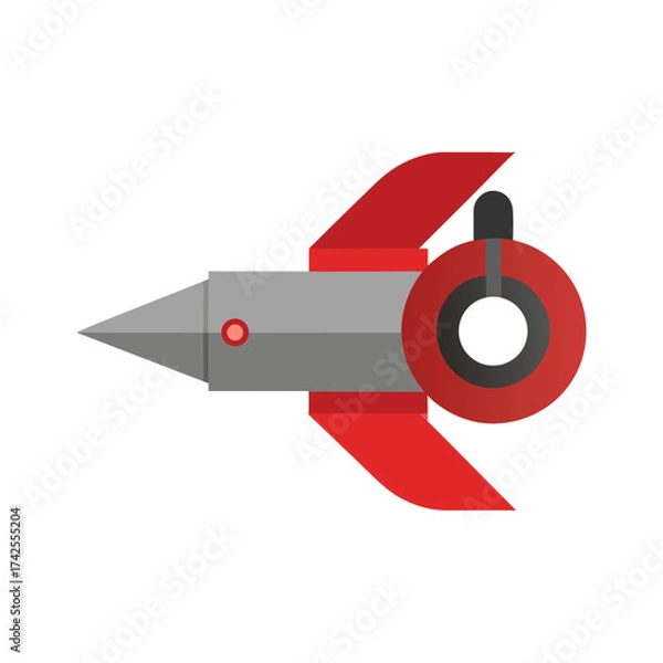 Fototapeta Cartoon Rocket Ship with Launch Button Keywords: rocket, spaceship, space, travel, launch