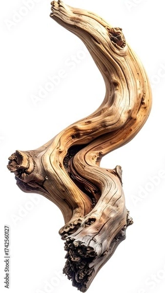Fototapeta Isolated view of a weathered, spiraling wooden branch