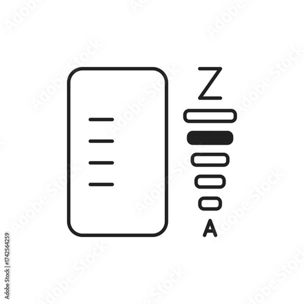 Fototapeta Sort AZ Icon, Letter Alphabet Arrange System Minimal Design