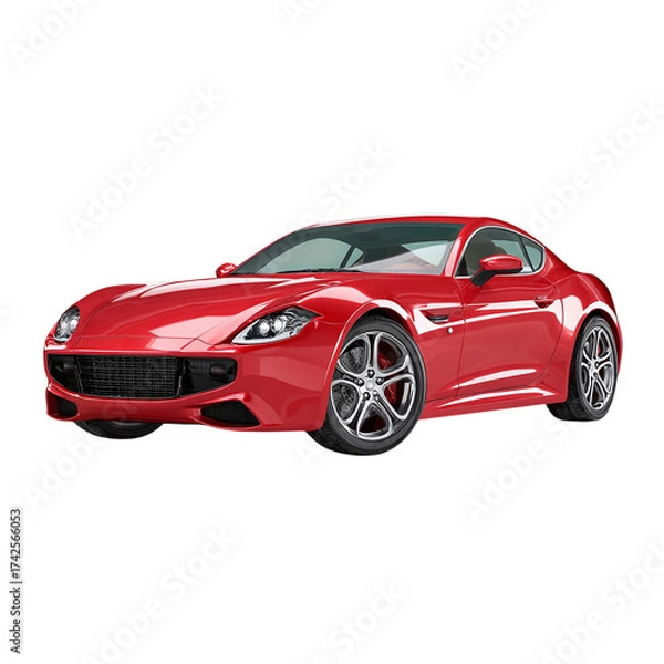 Fototapeta Red sports car on black background isolated on transparent background