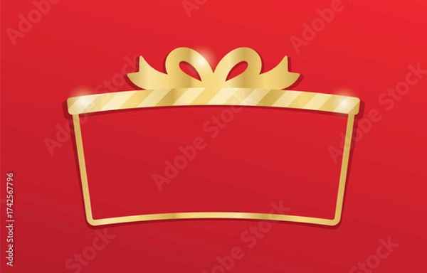 Fototapeta gold gift box frame on red background graphic vector