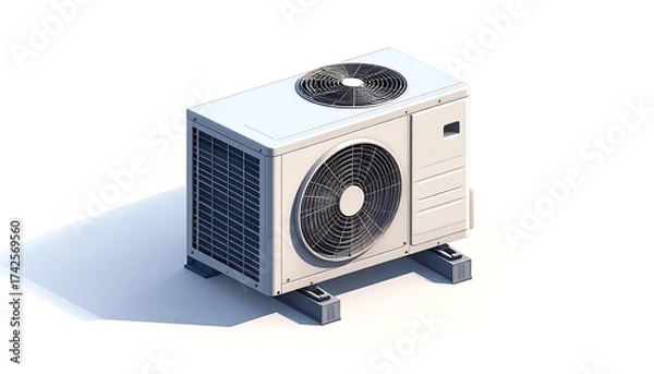 Obraz Isometric view of an outdoor HVAC unit