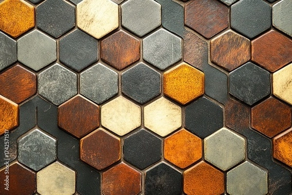 Fototapeta tessellated hexagonal pattern in earth tones
