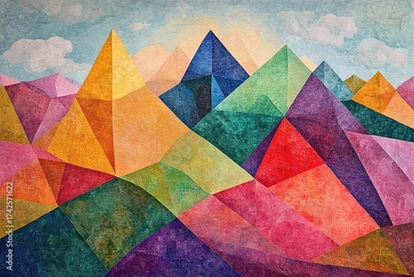Fototapeta tessellated triangles forming a mountain landscape