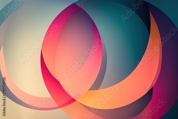 Fototapeta circular geometric shapes layered with transparent gradients