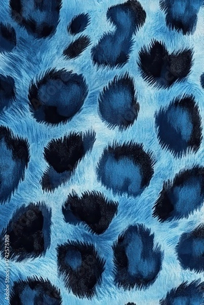 Fototapeta Oceanic Leopard Print: A close-up view of an ocean-toned leopard print, evoking a sense of wild elegance. Its pattern is a striking display of nature's artistic touch. 