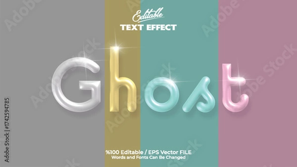 Fototapeta Ghost text effect with shiny metallic gradient colors in editable vector format for design projects