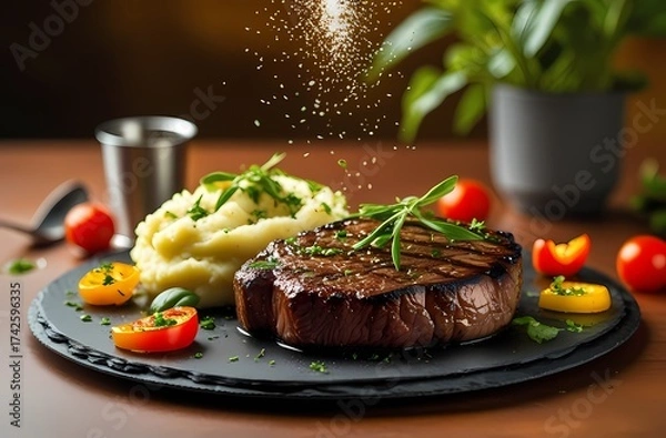Obraz steak with vegetables