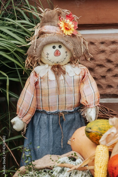 Fototapeta Autumn decoration and vegetables in upperaustria