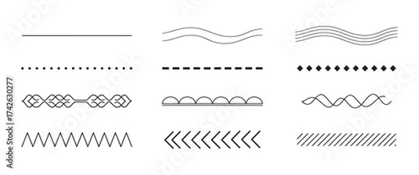 Fototapeta Collection of decorative black and white ornamental borders and dividers for design