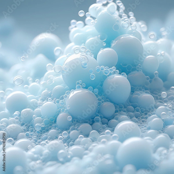 Fototapeta Bubble foam texture pattern macro microscope. Cosmetic beauty product ceramide concept 3d rendering