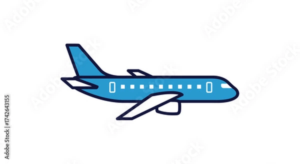 Obraz Illustration of a blue airplane isolated on white background