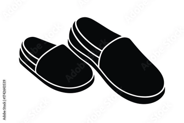 Fototapeta slippers vector icon silhouette