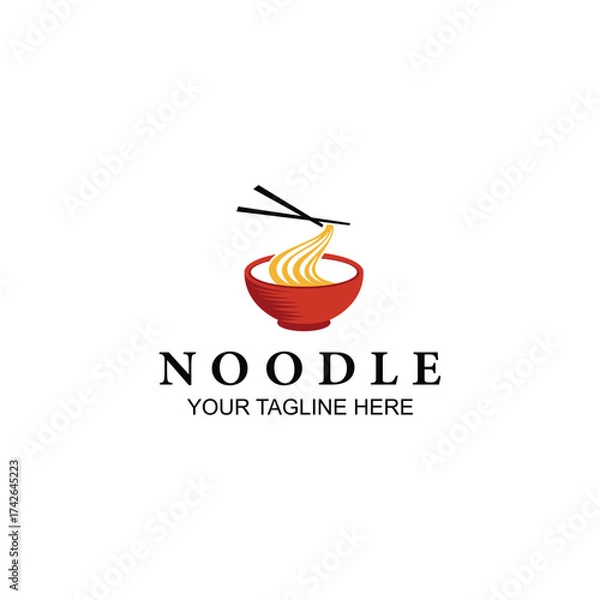 Fototapeta Minimalist Noodle Bowl Logo Design With Creative Illustration