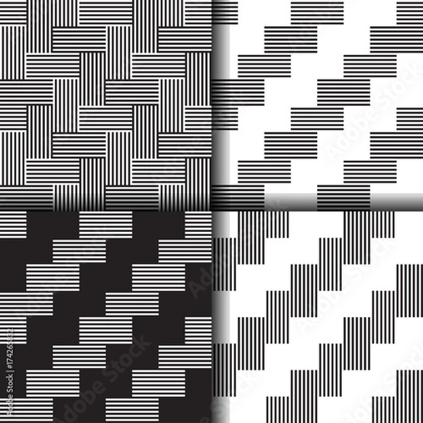 Obraz Set of abstract linear black and white patterns