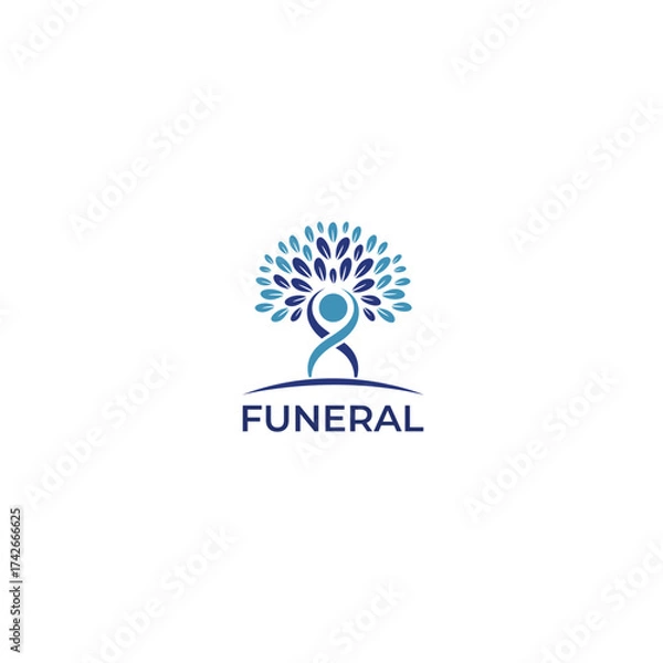 Fototapeta Modern Funeral Service Logo with Tree of Life Symbol