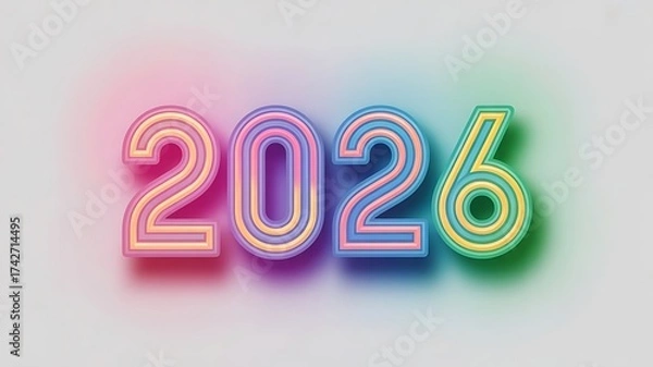 Obraz Colorful pixelated 2026 design on a light gray background
