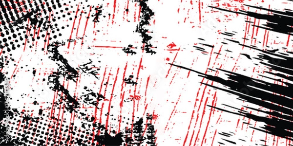 Obraz Abstract grunge texture with energetic brush strokes and halftone dots overlay vector