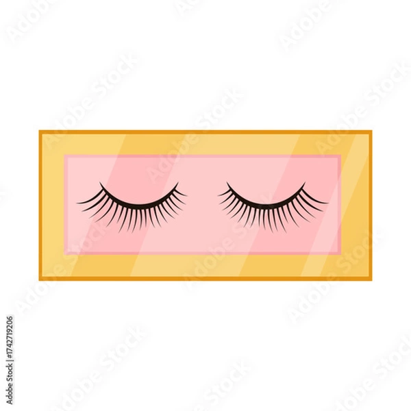 Fototapeta Vector illustration of a pair of false eyelashes in a case isolated on a white background