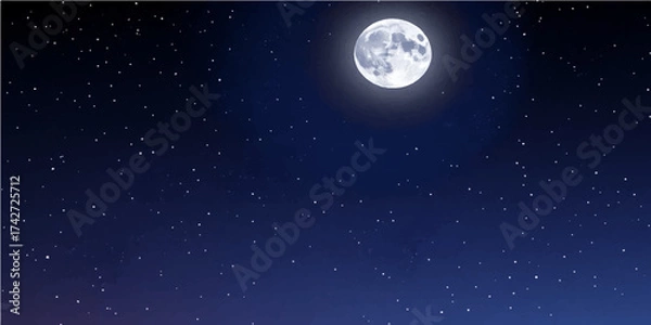 Fototapeta A stunning illustration of the dark night sky full of stars and clouds over the earth