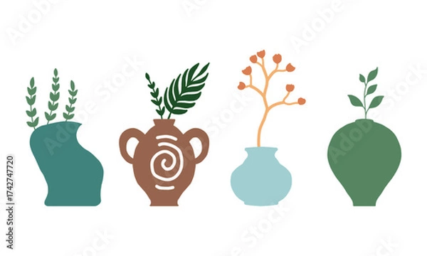 Obraz decorative flower vase vector set