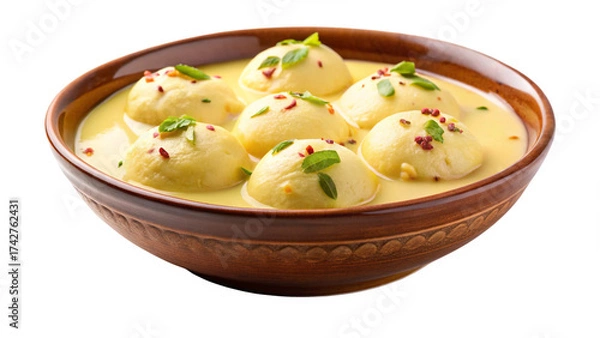 Fototapeta  rasmalai-in-a-bowl----isolated-on-white-background.
