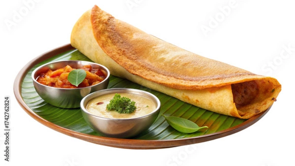 Fototapeta  a-delicious-masala-dosa-recipe--south-indian-food isolated on white background