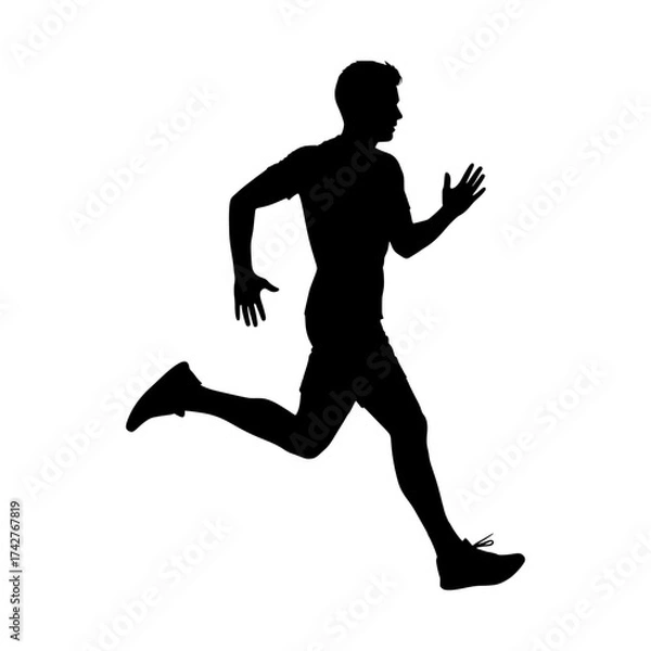 Fototapeta Running man silhouette vector graphic isolated on white background ideal for sports fitness and health designs