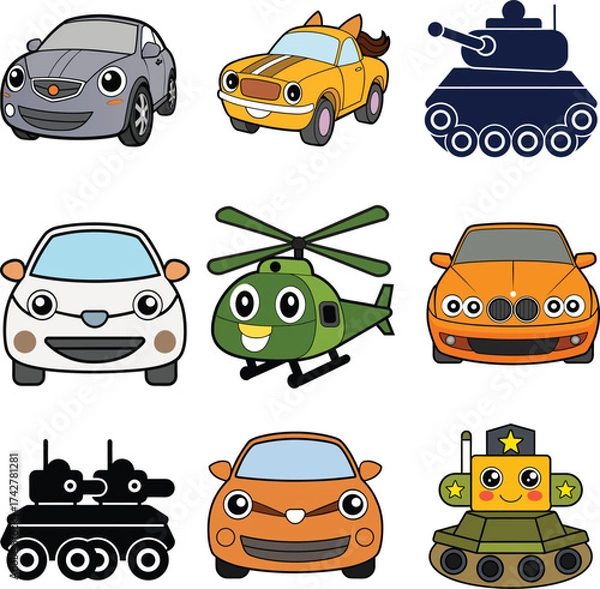 Obraz Vehicles bundle set vector art on a white background